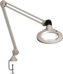 Vision Engineering - 45" Arm, Spring Suspension, Clamp Mount, LED, Light Gray, Magnifying Task Light - 9 Watts, 120 Volts, 1.75x Magnification - Top Tool & Supply