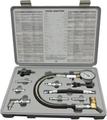 Lang - 10 Piece Dial Engine Compression Test Kit - 1,000 Max Pressure, PSI Scale - Top Tool & Supply