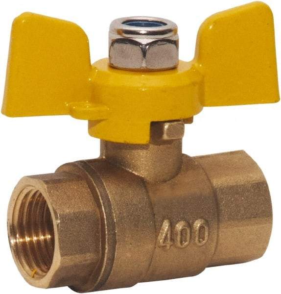 Value Collection - 1" Pipe, Full Port, Brass Standard Ball Valve - 2 Piece, FNPT x FNPT Ends, Tee Handle, 400 WOG, 150 WSP - Top Tool & Supply