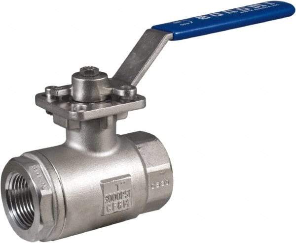 BONOMI - 3/4" Pipe, Full Port, Stainless Steel Full Port Ball Valve - 2 Piece, NPT Ends, Lever Handle, 3,000 WOG - Top Tool & Supply