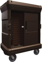 Made in USA - 42-3/4" Wide x 30" Long x 59" High Food Delivery System Cart - 2 Door, 80 Slot, Plastic, 2 Rigid/2 Swivel Casters - Top Tool & Supply