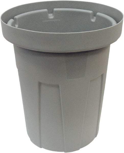 Made in USA - 40 Gal Gray Round Trash Can - Polyethylene, None Graphic, Lid Not Included - Top Tool & Supply