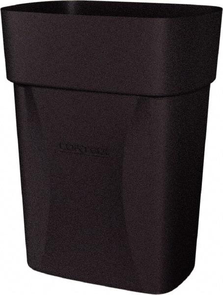 Made in USA - 14 Qt Black Rectangle Trash Can - Polyethylene, None Graphic, Lid Not Included - Top Tool & Supply