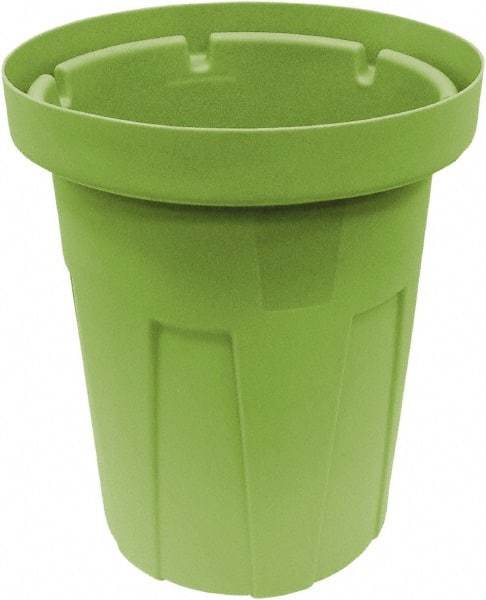 Made in USA - 25 Gal Green Round Trash Can - Polyethylene, None Graphic, Lid Not Included - Top Tool & Supply