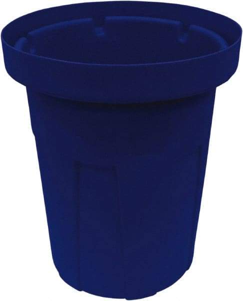 Made in USA - 35 Gal Blue Round Trash Can - Polyethylene, None Graphic, Lid Not Included - Top Tool & Supply