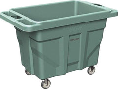 Made in USA - 1,000 Lb Load Capacity, 18.67 Cu Ft, 15 Bushels, 0.67 Cu Yd, Polyethylene Delivery Cart - 53" Wide x 31" Long x 38" High, Green - Top Tool & Supply