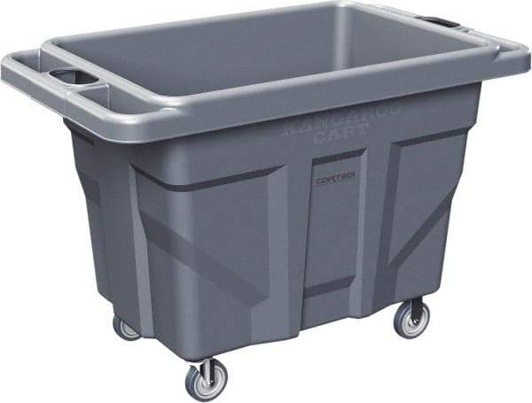 Made in USA - 1,000 Lb Load Capacity, 18.67 Cu Ft, 15 Bushels, 0.67 Cu Yd, Polyethylene Delivery Cart - 53" Wide x 31" Long x 38" High, Blue/Gray - Top Tool & Supply