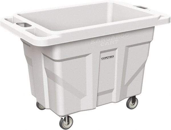 Made in USA - 1,000 Lb Load Capacity, 18.67 Cu Ft, 15 Bushels, 0.67 Cu Yd, Polyethylene Delivery Cart - 53" Wide x 31" Long x 38" High, White - Top Tool & Supply