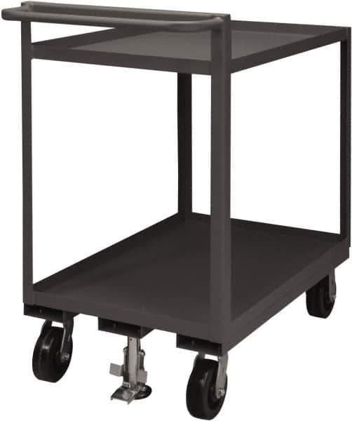 Durham - 1,500 Lb Capacity, 30" Wide x 60" Long x 41-1/16" High Service Cart - 2 Shelf, Steel, 2 Rigid/2 Swivel Casters - Top Tool & Supply