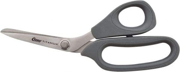 Clauss - 2-1/2" LOC, 8" OAL Stainless Steel High Leverage Scissors - Ambidextrous, Full Serrated, Glass-Filled Nylon Bent Handle, For Cutting, Kevlar - Top Tool & Supply