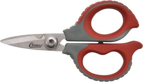 Clauss - 1/2" LOC, 6" OAL Stainless Steel High Leverage Scissors - Ambidextrous, Full Serrated, Glass-Filled Nylon Straight Handle, For Cutting, Electrical Use - Top Tool & Supply