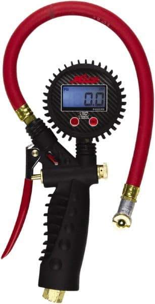 Milton - 0 to 255 psi Digital Ball Foot Tire Pressure Gauge - AAA Battery, 15' Hose Length - Top Tool & Supply