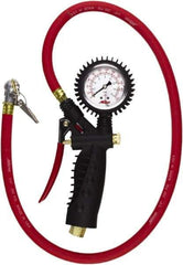 Milton - 0 to 230 psi Dial Ball Foot with Clip Tire Pressure Gauge - 36' Hose Length - Top Tool & Supply