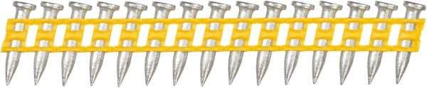 DeWALT - 9 Gauge 0.145" Shank Diam 3/4" Long Concrete Nails for Power Nailers - Steel, Zinc Finish, Smooth Shank, Angled Stick Plastic Collation, Round Head - Top Tool & Supply