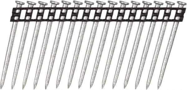 DeWALT - 10 Gauge 0.137" Shank Diam 2-1/4" Long Concrete Nails for Power Nailers - Steel, Zinc Finish, Smooth Shank, Angled Stick Plastic Collation, Round Head - Top Tool & Supply