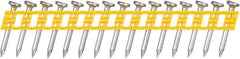 DeWALT - 13 Gauge 0.102" Shank Diam 1" Long Concrete Nails for Power Nailers - Steel, Zinc Finish, Smooth Shank, Angled Stick Plastic Collation, Round Head - Top Tool & Supply