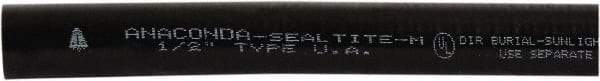 Anaconda Sealtite - 1/2" Trade Size, 1,000' Long, Flexible Liquidtight Conduit - Galvanized Steel & PVC, 12.7mm ID, Black - Top Tool & Supply