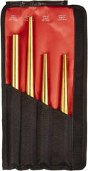 Mayhew - 4 Piece, 3/4 to 7/16", X-Long Punch - Round Shank, Brass, Comes in Kit Bag - Top Tool & Supply