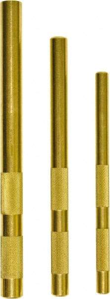 Mayhew - 3 Piece, 3/8 to 5/8", Drift Punch Set - Round Shank, Brass, Comes in Plastic Tray - Top Tool & Supply