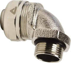 Anaconda Sealtite - 25mm Trade, Nickel Plated Brass Threaded 90° Liquidtight Conduit Connector - Partially Insulated - Top Tool & Supply