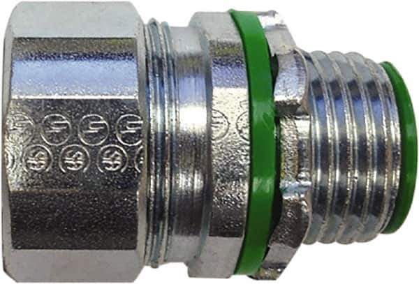 Anaconda Sealtite - 6" Trade, Zinc Plated Steel Threaded Straight Liquidtight Conduit Connector - Insulated - Top Tool & Supply