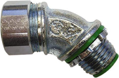 Anaconda Sealtite - 1-1/4" Trade, Zinc Plated Steel Threaded Angled Liquidtight Conduit Connector - Insulated - Top Tool & Supply