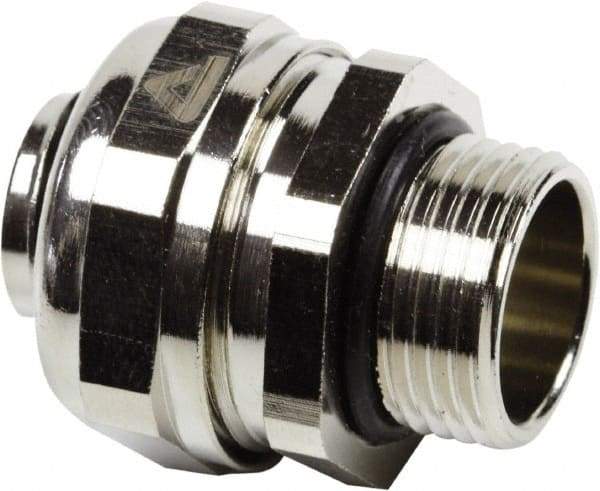 Anaconda Sealtite - 1/2" Trade, Nickel Plated Brass Threaded Straight Liquidtight Conduit Connector - Partially Insulated - Top Tool & Supply