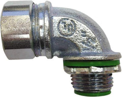 Anaconda Sealtite - 3/4" Trade, Zinc Plated Steel Threaded Angled Liquidtight Conduit Connector - Insulated - Top Tool & Supply