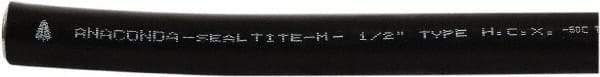 Anaconda Sealtite - 1/2" Trade Size, 500' Long, Flexible Liquidtight Conduit - Galvanized Steel & Rubber, 12.7mm ID, Black - Top Tool & Supply