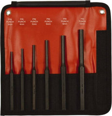 Mayhew - 6 Piece, 3 to 10mm, Pin Punch Set - Hex Shank, Steel, Comes in Kit Bag - Top Tool & Supply