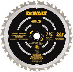 DeWALT - 7-1/4" Diam, 15.88mm Arbor Hole Diam, 48 Tooth Wet & Dry Cut Saw Blade - Steel, Framing Action, Standard Round Arbor - Top Tool & Supply