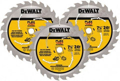 DeWALT - 7-1/4" Diam, 15.88mm Arbor Hole Diam, 24 Tooth Wet & Dry Cut Saw Blade - Steel, Smooth Action, Standard Round Arbor - Top Tool & Supply