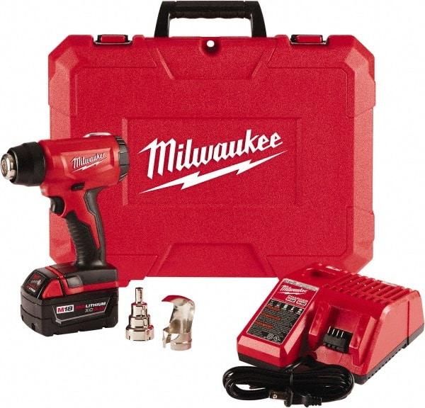 Milwaukee Tool - 0 to 875°F Heat Setting, 6 CFM Air Flow, Heat Gun Kit - 18 Volts, 5 Amps, 360 Watts - Top Tool & Supply