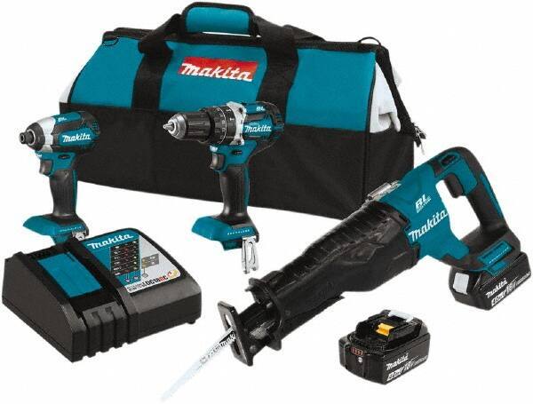 Makita - 18 Volt Cordless Tool Combination Kit - Includes Hammer Drill, Impact Driver & Circular Saw, Lithium-Ion Battery Included - Top Tool & Supply