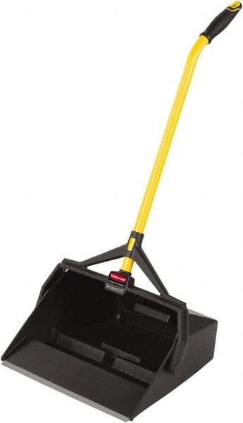 Rubbermaid - 16-7/8" Wide x 29" Deep x 12" High Handheld Dustpan - Plastic Body, 27" Handle, Black - Top Tool & Supply