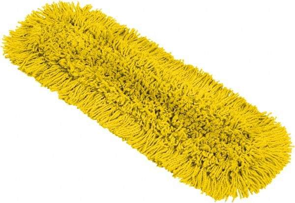 Rubbermaid - 25-1/4" Long x 5-1/2" Wide Cotton Blend Dust Mop Pad - Hook & Loop, Yellow, Rectangular Head, Launderable - Top Tool & Supply