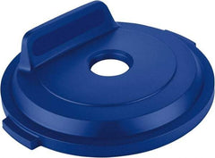 Rubbermaid - Round Lid for Use with 32 Gal Round Recycle Containers - Blue, Polyethylene, For Brute Trash Cans - Top Tool & Supply