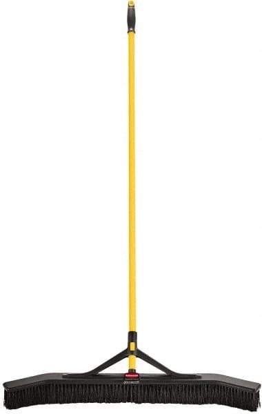 Rubbermaid - 36" Medium Duty Synthetic Push Broom - 3" Bristle Length, Foam Block, Threaded Handle Connection, Handle Included - Top Tool & Supply