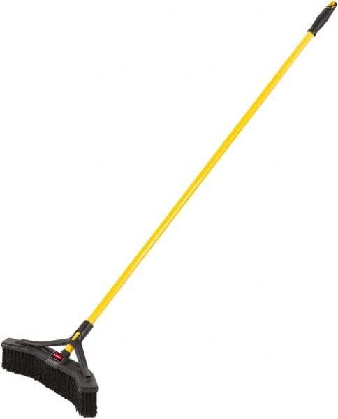 Rubbermaid - 18" Medium Duty Polypropylene Push Broom - 3" Bristle Length, Foam Block, Threaded Handle Connection, Handle Included - Top Tool & Supply