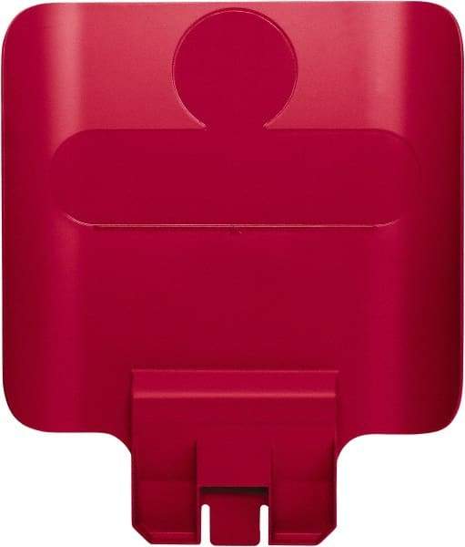 Rubbermaid - Square Lid for Use with 23 Gal Rectangular Recycle Containers - Red, Polypropylene, For Slim Jim Trash Cans - Top Tool & Supply