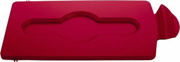 Rubbermaid - Rectangle Lid for Use with 23 Gal Rectangular Recycle Containers - Red, Polypropylene, For Slim Jim Trash Cans - Top Tool & Supply