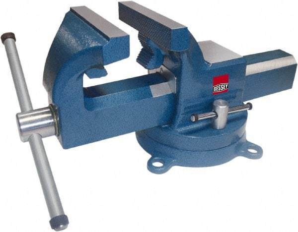 Bessey - 8" Jaw Width, 10" Opening Capacity, 4-1/8" Throat Depth, Steel Swivel Bench Vise - Bolt Down Base Attachment - Top Tool & Supply