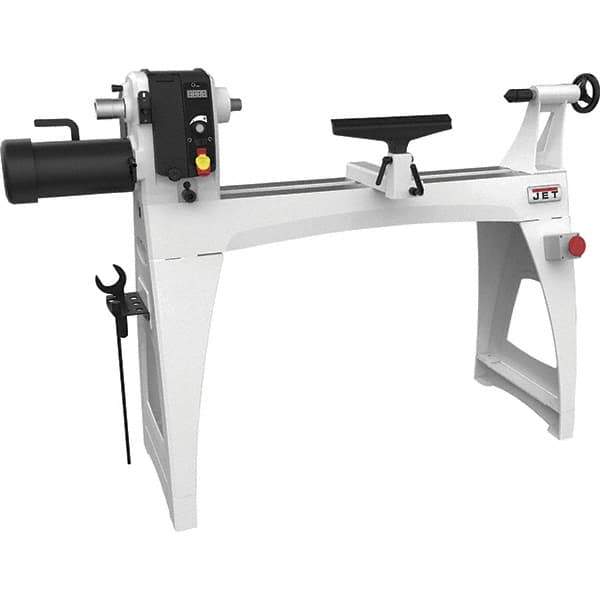 Jet - 18-1/2" Swing, 40" Distance Between Center, Woodworking Lathe - 2MT Headstock, 40 to 3,200 RPM, 4" Quill Travel - Top Tool & Supply