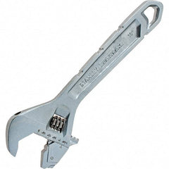 Stanley - 1-1/4" Jaw Capacity, 10" Ratcheting Adjustable Wrench - Steel, Chrome Finish, 10" OAL - Top Tool & Supply