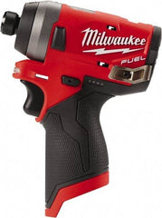 Milwaukee Tool - 1/4" Drive 12 Volt Pistol Grip Cordless Impact Wrench & Ratchet - 3,300 RPM, 0 to 4,000 BPM, 1,300 Ft/Lb Torque, Lithium-Ion Batteries Not Included - Top Tool & Supply