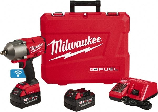 1/2″ Drive, 18.00 Volt, Straight Cordless Impact Wrench 0-1800 RPM, 1100 Ft/Lb, Includes M18 FUEL ™ w/ ONE-KEY ™ High Torque Impact Wrench 1/2″ Pin Detent (2862-20), (2) M18 REDLITHIUM ™ XC5.0 Resistant Battery Pack (48-11-1850R), M18 and M12 Multi-Voltag