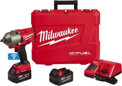 Milwaukee Tool - 1/2" Drive 18 Volt Pistol Grip Cordless Impact Wrench & Ratchet - 1,800 RPM, 0 to 2,400 BPM, 1,100 Ft/Lb Torque, 2 Lithium-Ion Batteries Included - Top Tool & Supply