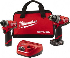 Milwaukee Tool - 12 Volt Cordless Tool Combination Kit - Includes 1/2" Brushless Hammer Drill/Driver & 1/4" Hex Impact Driver, Lithium-Ion Battery Included - Top Tool & Supply