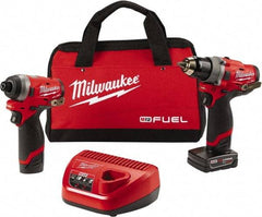 Milwaukee Tool - 12 Volt Cordless Tool Combination Kit - Includes 1/2" Compact Drill/Driver & 1/4" Hex Impact Driver, Lithium-Ion Battery Included - Top Tool & Supply