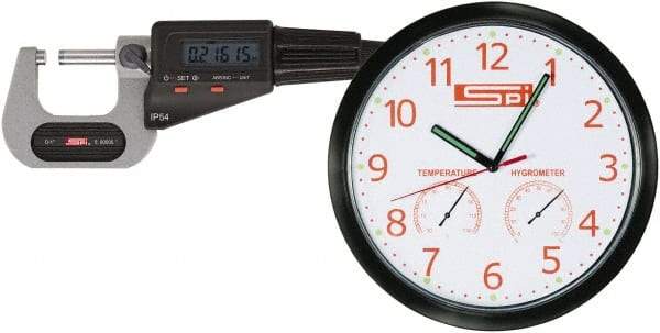 SPI - 0 to 1" Range, 0.00005" Resolution, Standard Throat IP54 Electronic Outside Micrometer - 0.00016" Accuracy, Friction Thimble, Carbide-Tipped Face, LR44 Battery, Includes NIST Traceable Certification of Inspection - Top Tool & Supply